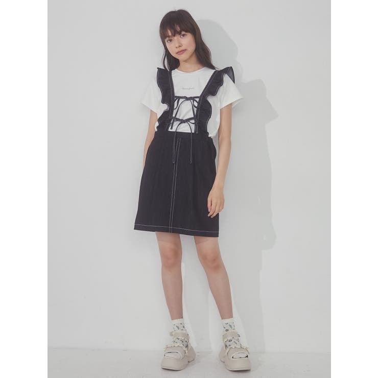 2wayデニムフリルミニワンピース[品番：MKSW0052060]｜merry jenny