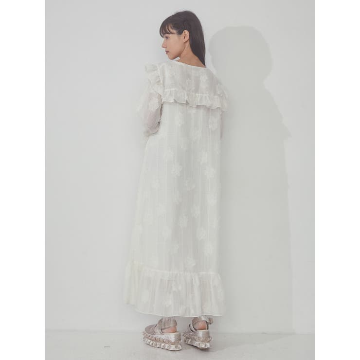 flowerシアーワンピース[品番：MKSW0052248]｜merry jenny