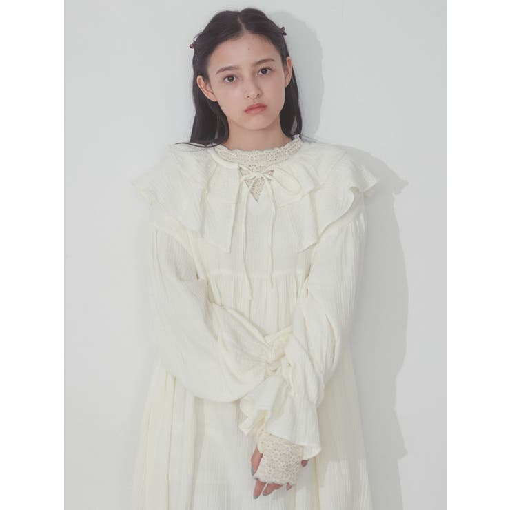 ガーゼフリルカラーワンピース[品番：MKSW0052249]｜merry jenny