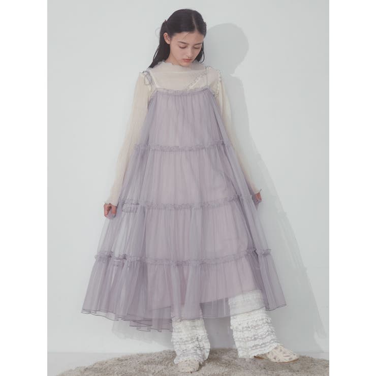 チュールティアードワンピース[品番：MKSW0052717]｜merry jenny