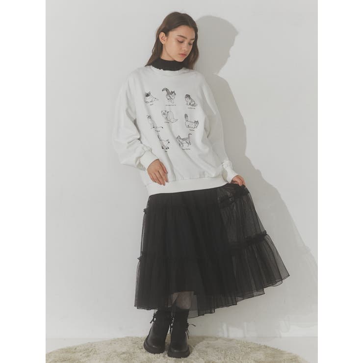 チュールティアードワンピース[品番：MKSW0052717]｜merry jenny
