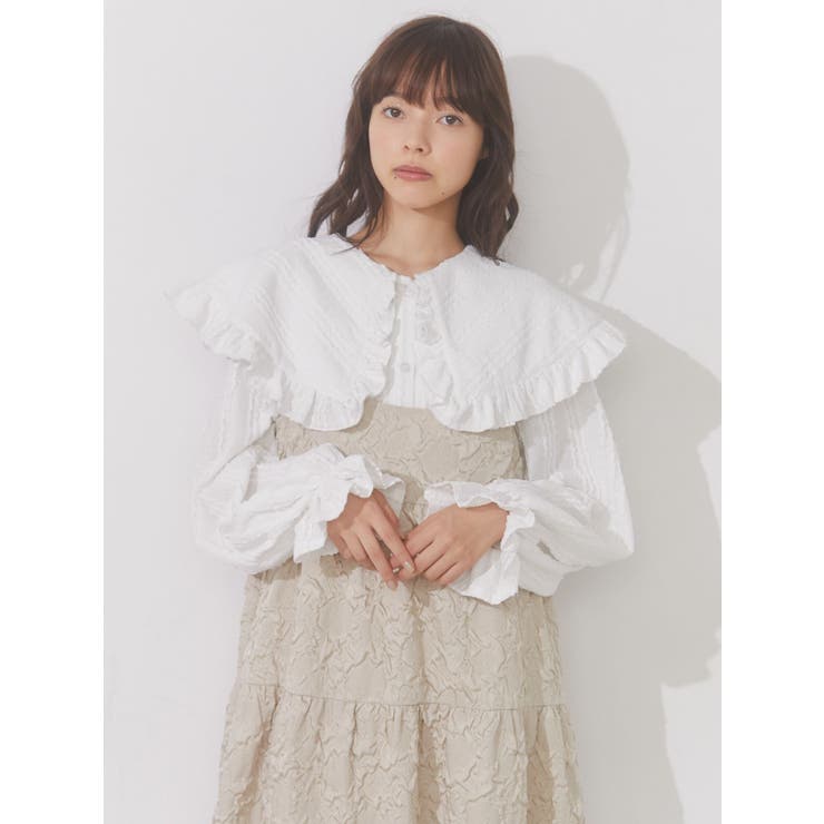 Bigフリルカラーカットオーバーシャツ[品番：MKSW0052252]｜merry