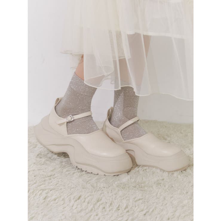 オフホワイト | プラットフォームワンストラップスニーカー | merry jenny