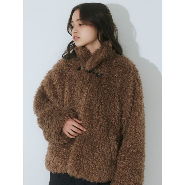 ブラウン】poodle collar fakefur coat[品番：MKSW0052265