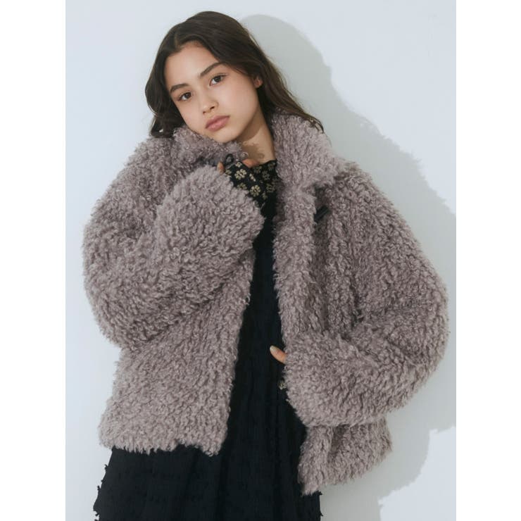 poodle collar fakefur coat[品番：MKSW0052265]｜merry jenny 
