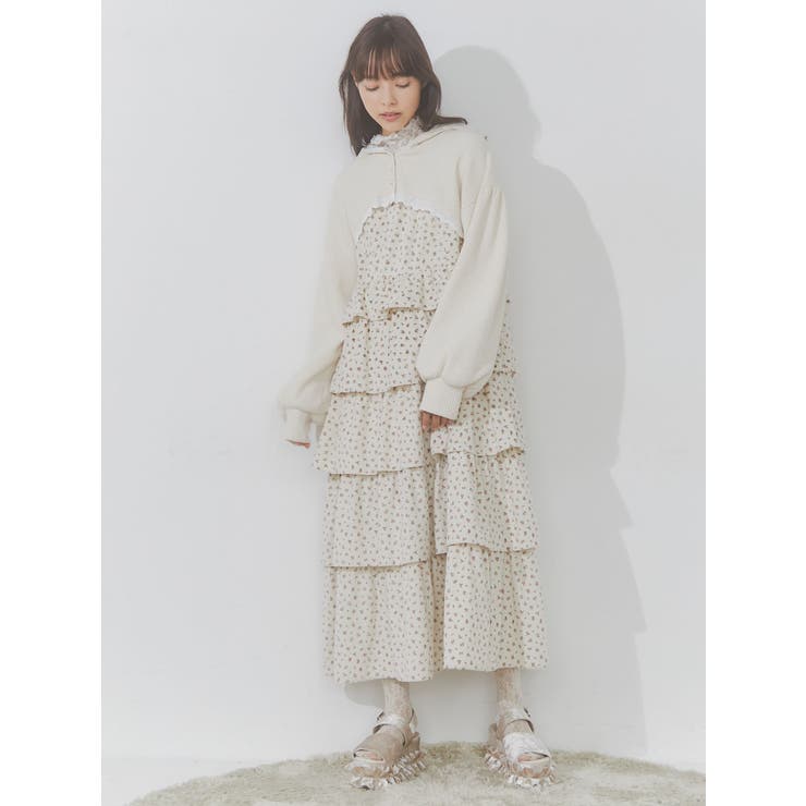 merryjenny petit flowerティアードジャンスカ（ミント） merry jenny petit flowerティアードジャンスカ（ミントグリーン