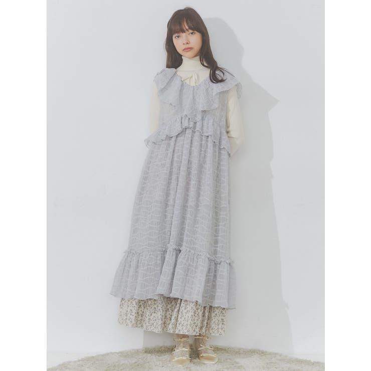 ラッフルティアードシアーワンピース[品番：MKSW0053796]｜merry