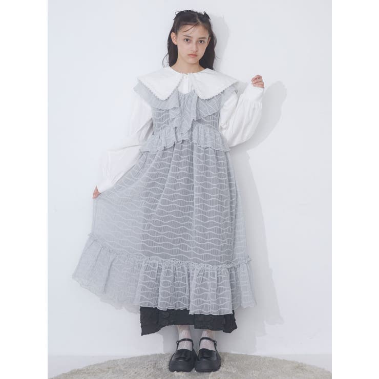 ラッフルティアードシアーワンピース[品番：MKSW0053796]｜merry