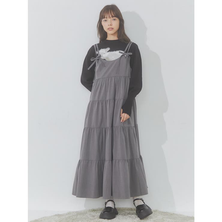 doubleリボンキャミワンピース[品番：MKSW0054075]｜merry jenny