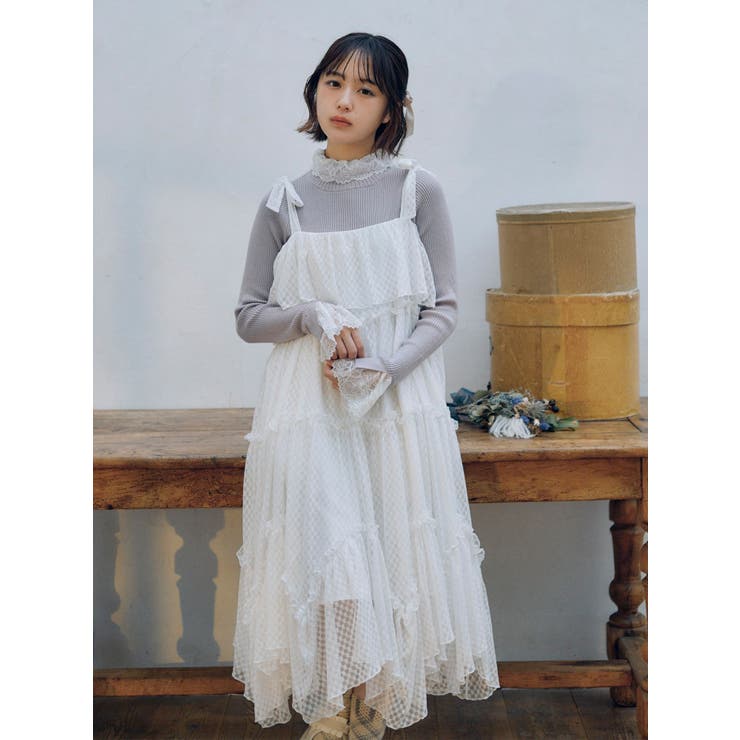 flower laceティアードワンピース[品番：MKSW0054624]｜merry jenny
