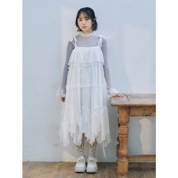 flower laceティアードワンピース[品番：MKSW0054624]｜merry jenny
