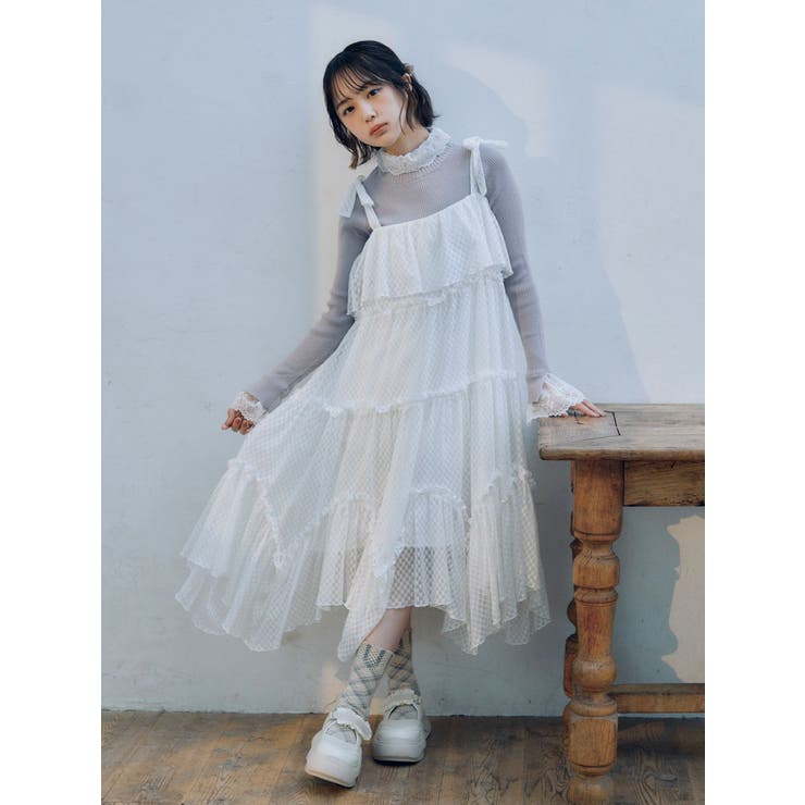 flower laceティアードワンピース[品番：MKSW0054624]｜merry jenny