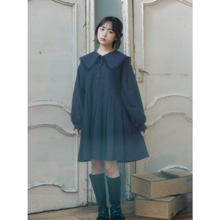 リボンプリーツワンピース[品番：MKSW0054625]｜merry jenny