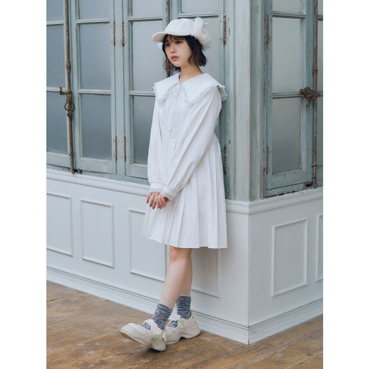 リボンプリーツワンピース[品番：MKSW0054625]｜merry jenny