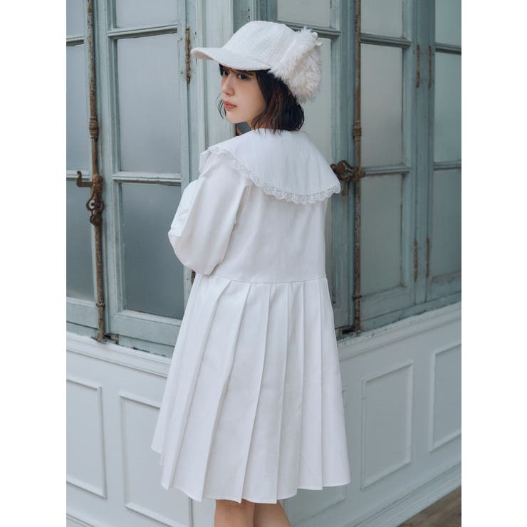 リボンプリーツワンピース[品番：MKSW0054625]｜merry jenny