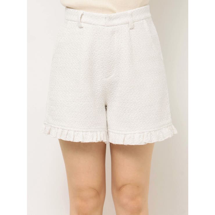 【完売品】シェリエ　sheller フリンジツイードショートパンツ 完売品】シェリエ sheller フリンジツイードショートパンツ