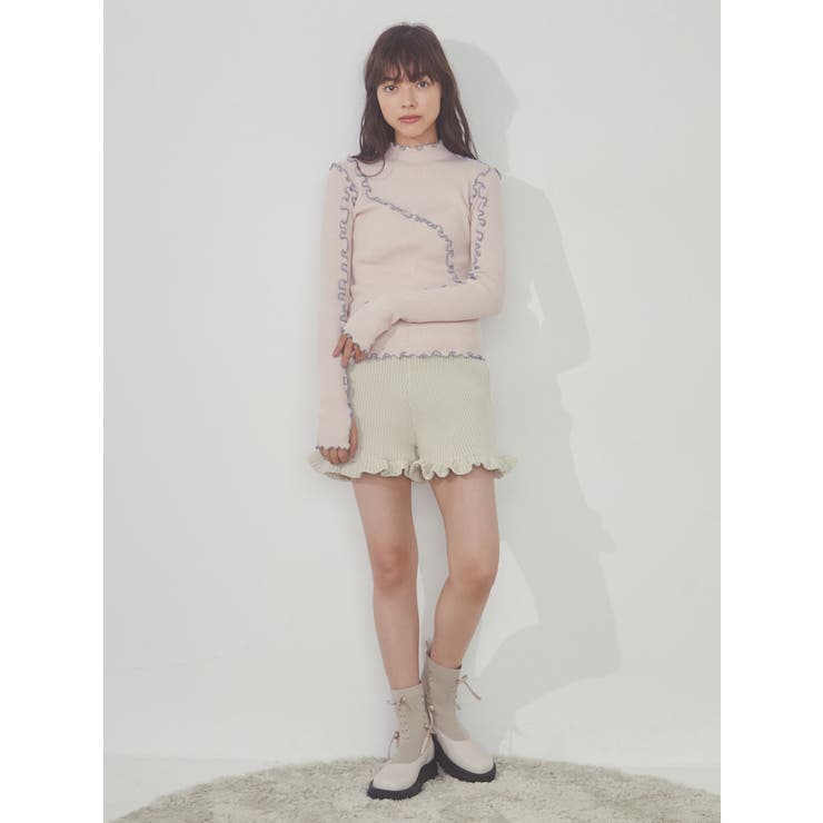 flowerニットショートパンツ[品番：MKSW0053801]｜merry jenny