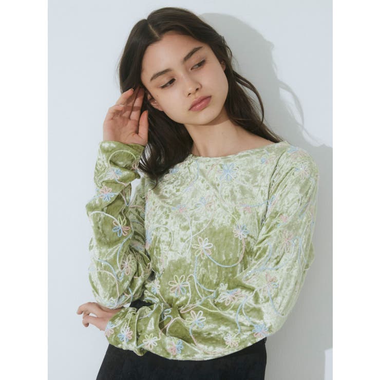 ベロアflower embroidery tops[品番：MKSW0052279]｜merry jenny ...