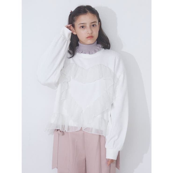ハートフリルスウェット[品番：MKSW0053812]｜merry jenny