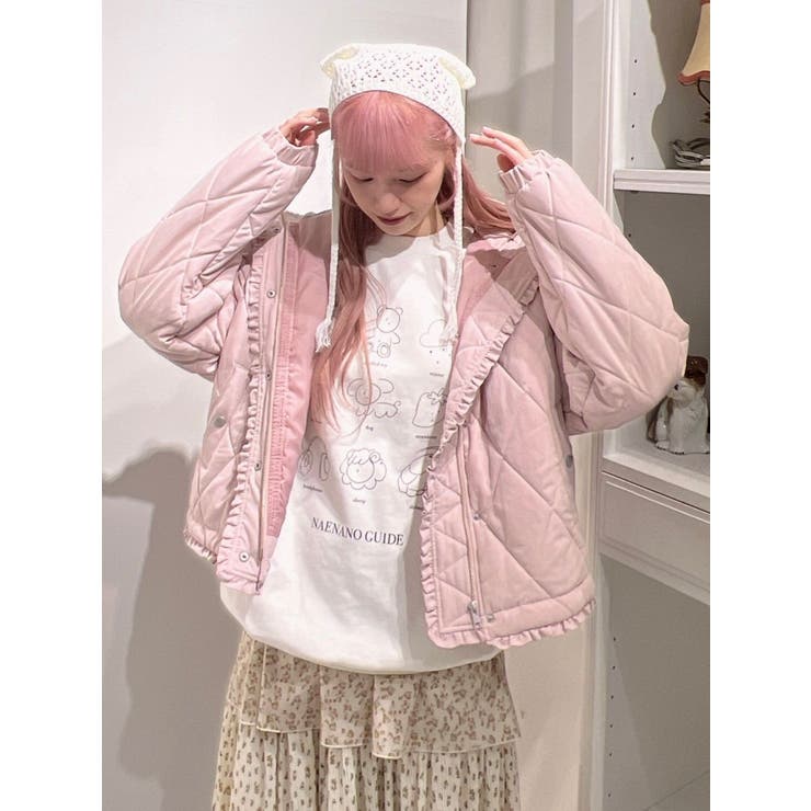 フリルキルティングフードジャケット[品番：MKSW0054402]｜merry jenny