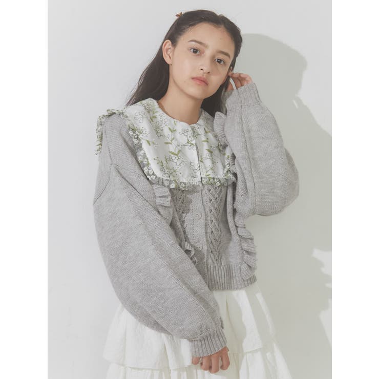 【新品】GEMINIフリルカーディ フリルスリーブカーディガン[品番：MKSW0053830]｜merry jenny