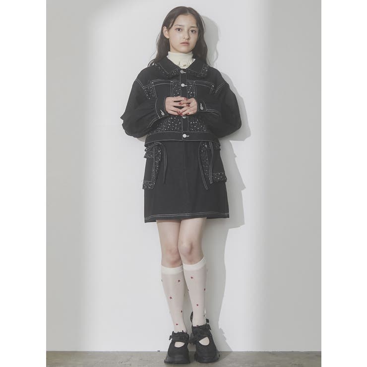 セットアップ着用可能】petit flowerコンビデニムジャケット