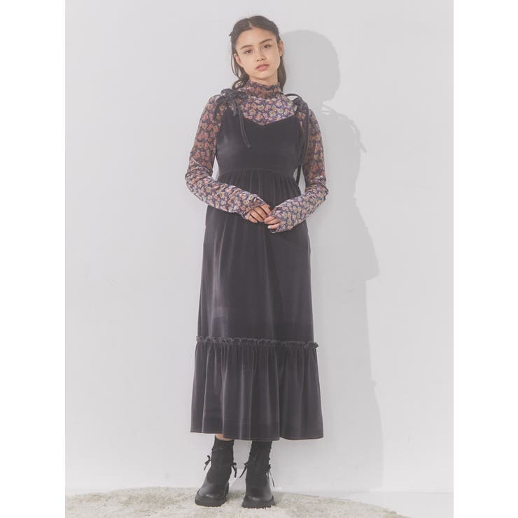 プトマヨ ジュエリーリボン別珍ワンピ ベロア ベロアリボン配色ヨークワンピース – BUNNY APARTMENT