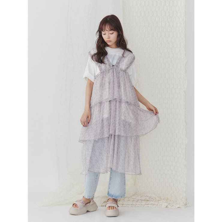 merryjenny ラッフルティアードシアーワンピース merry jenny（メリージェニー）の「ラッフルティアードシアー