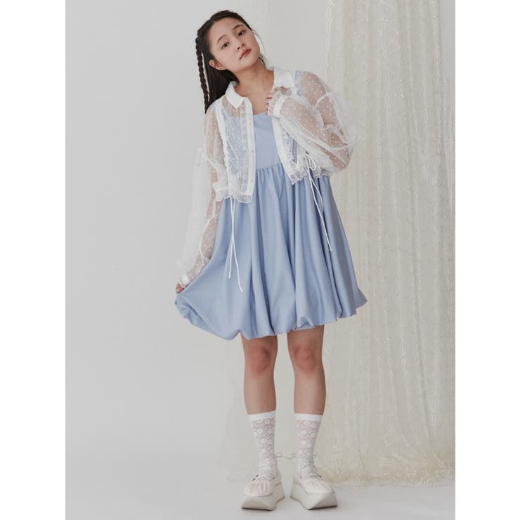リボンバルーンミニワンピース[品番：MKSW0055391]｜merry jenny
