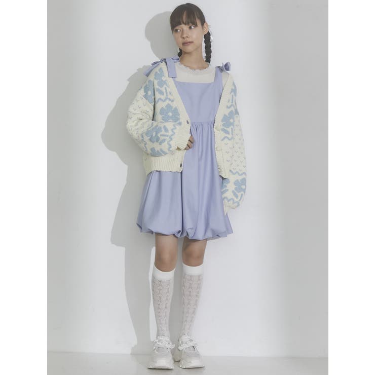 リボンバルーンミニワンピース[品番：MKSW0055391]｜merry jenny