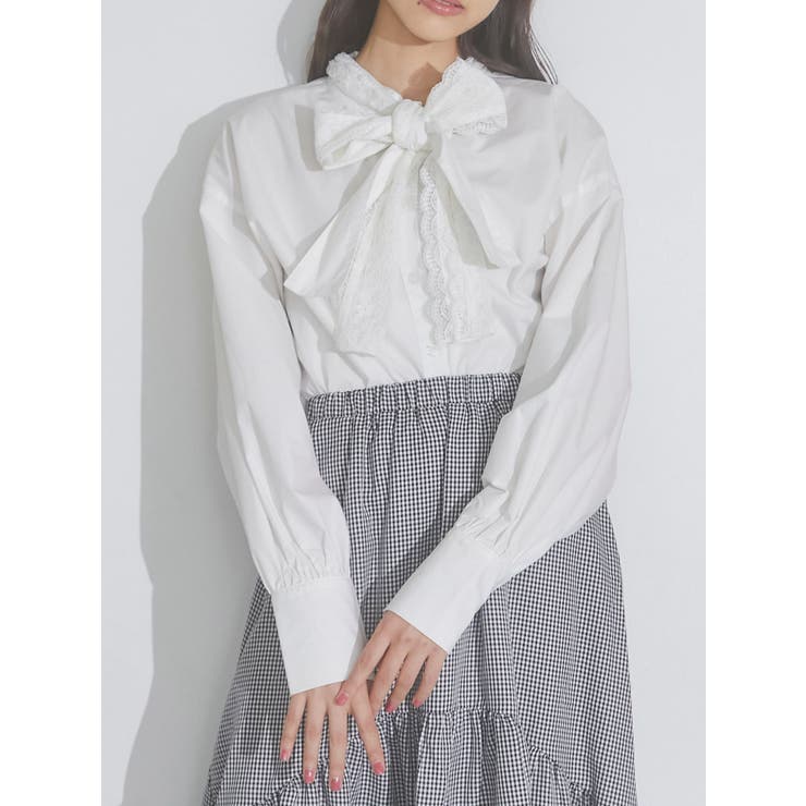 lace ダブルボウタイブラウス[品番：MKSW0055393]｜merry jenny