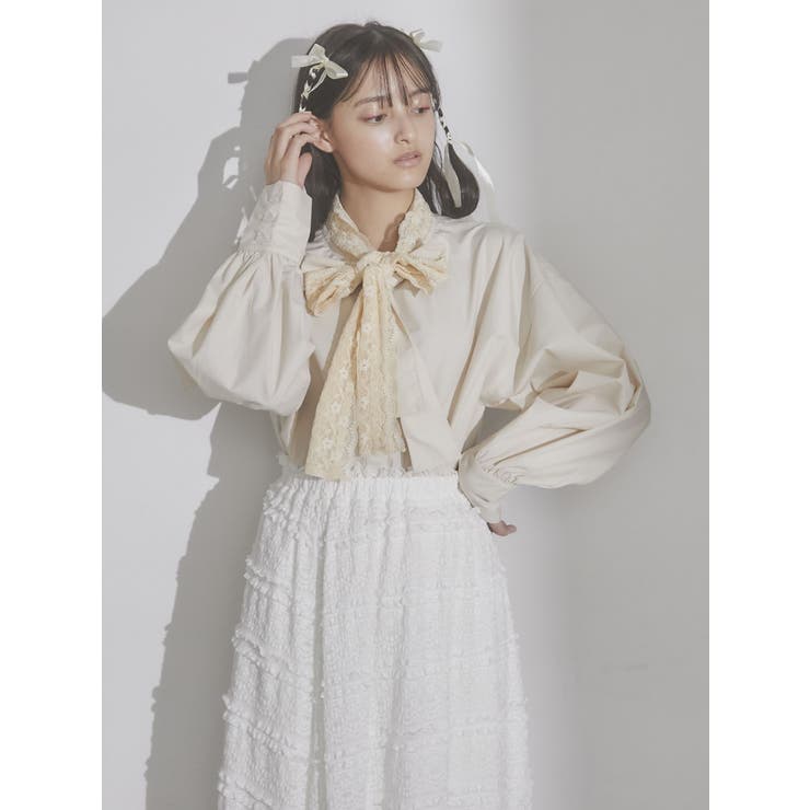 lace ダブルボウタイブラウス[品番：MKSW0055393]｜merry jenny