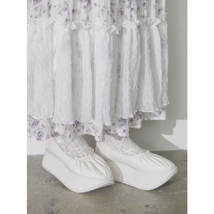 レースアップギャザー厚底シューズ[品番：MKSW0055415]｜merry