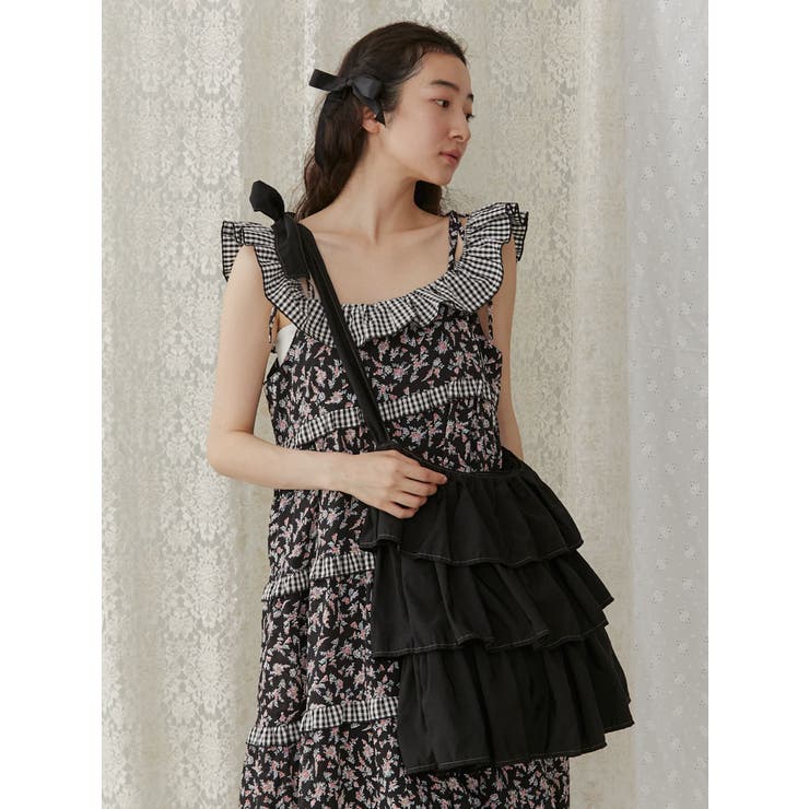merry jenny 新品 ブラック frilly tote bag メリージェニー merry jenny frilly tote bag （ブラック