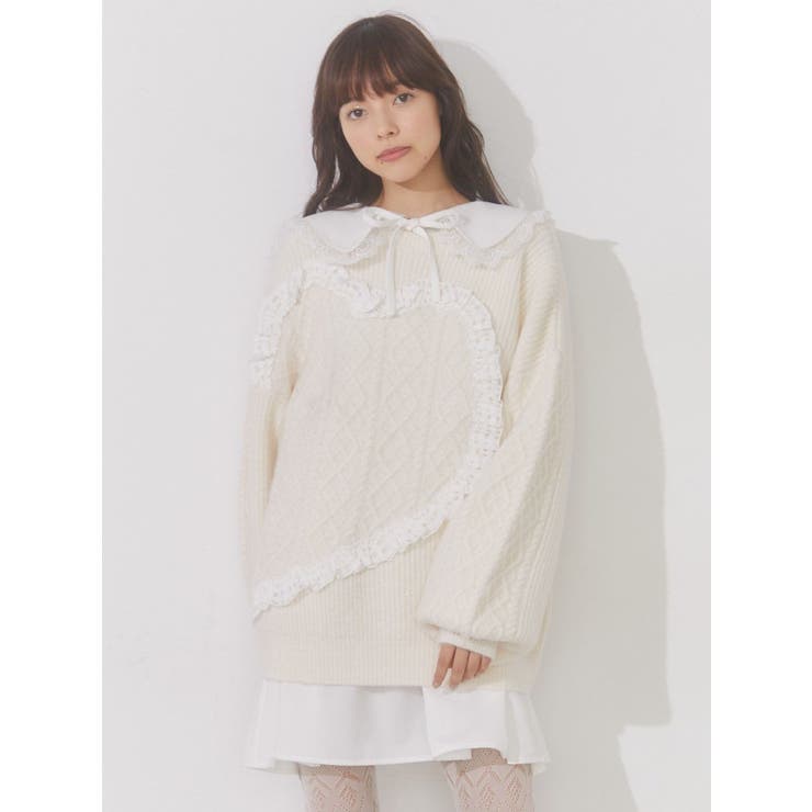 ハートフリルニットtops[品番：MKSW0054084]｜merry  jenny（メリージェ二ー）のレディースファッション通販｜SHOPLIST（ショップリスト）