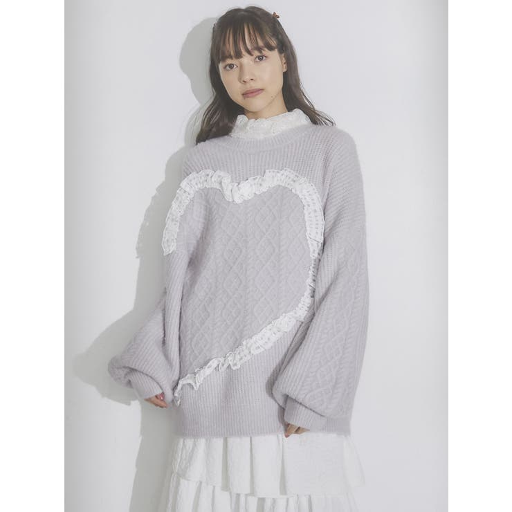 ハートフリルニットtops[品番：MKSW0054084]｜merry  jenny（メリージェ二ー）のレディースファッション通販｜SHOPLIST（ショップリスト）