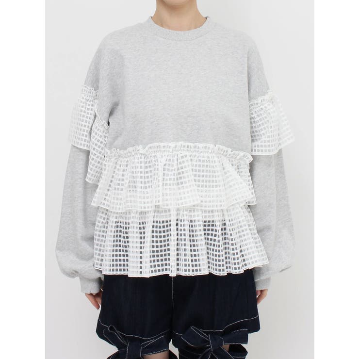 checkチュールフリルトレーナー[品番：MKSW0055420]｜merry jenny