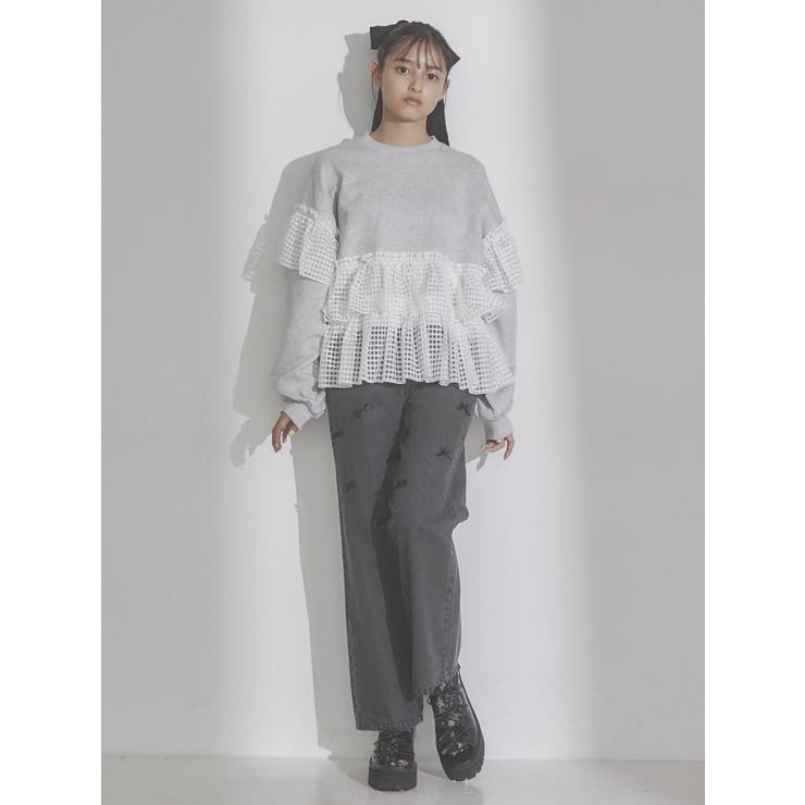 checkチュールフリルトレーナー[品番：MKSW0055420]｜merry jenny