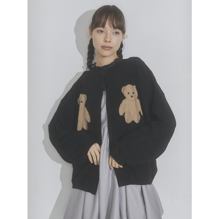 Bear×Bearニットカーディガン[品番：MKSW0055425]｜merry jenny