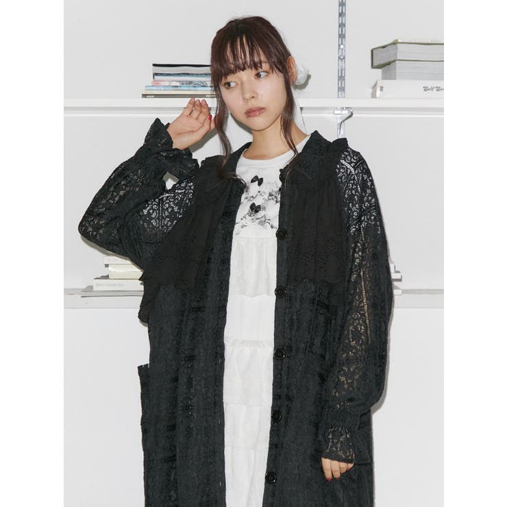 merry jenny レース ロングコート ロングカーディガン ロリータ merry jenny レースロングコート（ブラック） -ファッション通販