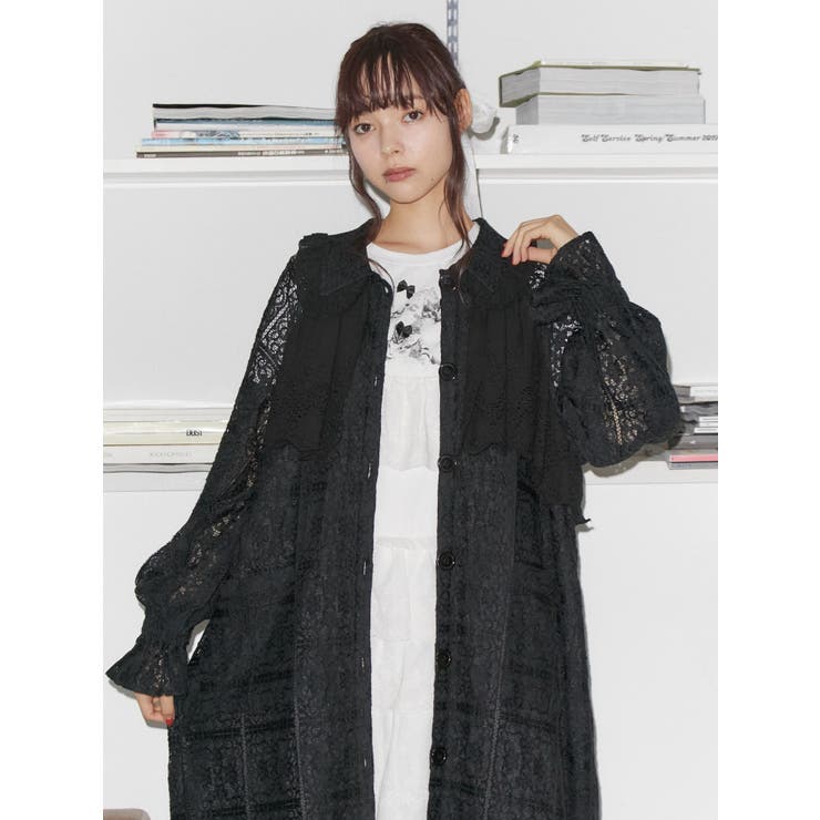 『merry jenny』レースロングコート merry jenny レースロングコート（ブラック） -ファッション通販