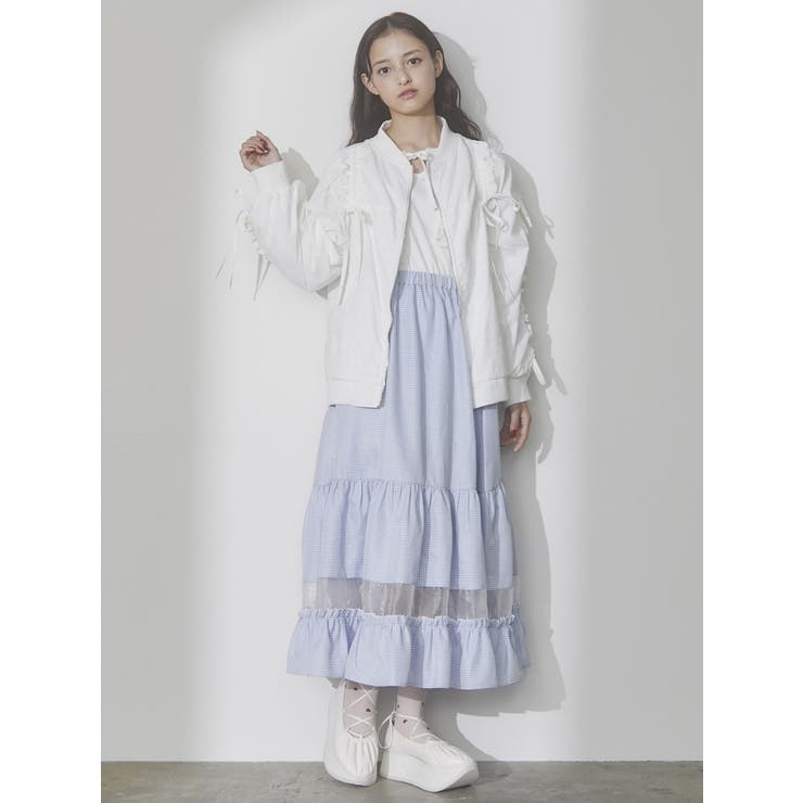 レースribbonギャザーブルゾン[品番：MKSW0055429]｜merry jenny