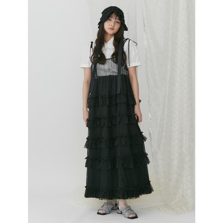 メッシュフリルキャミワンピース[品番：MKSW0057320]｜merry jenny