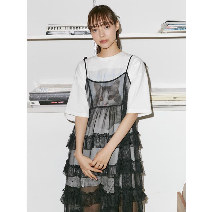 メッシュフリルキャミワンピース[品番：MKSW0057320]｜merry jenny