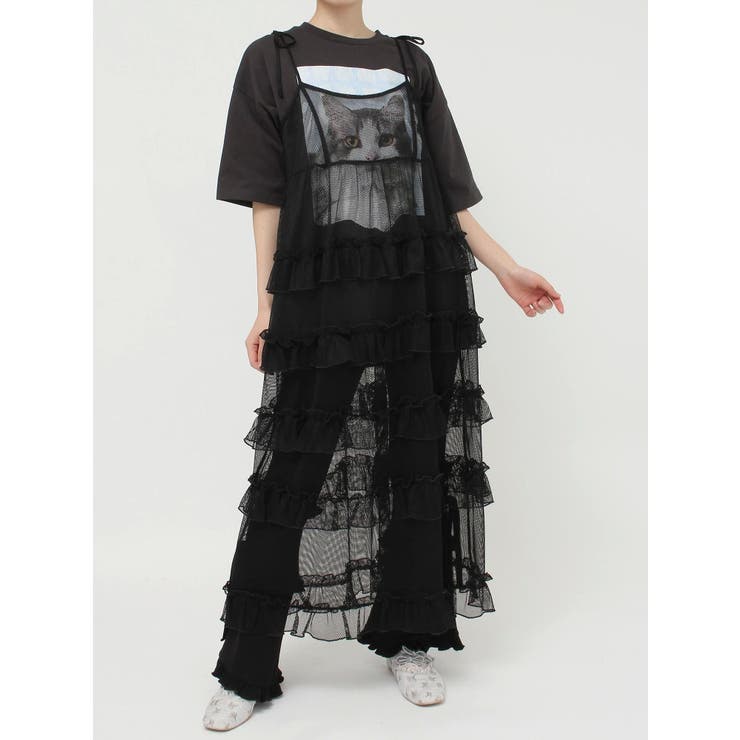 メッシュフリルキャミワンピース[品番：MKSW0057320]｜merry jenny