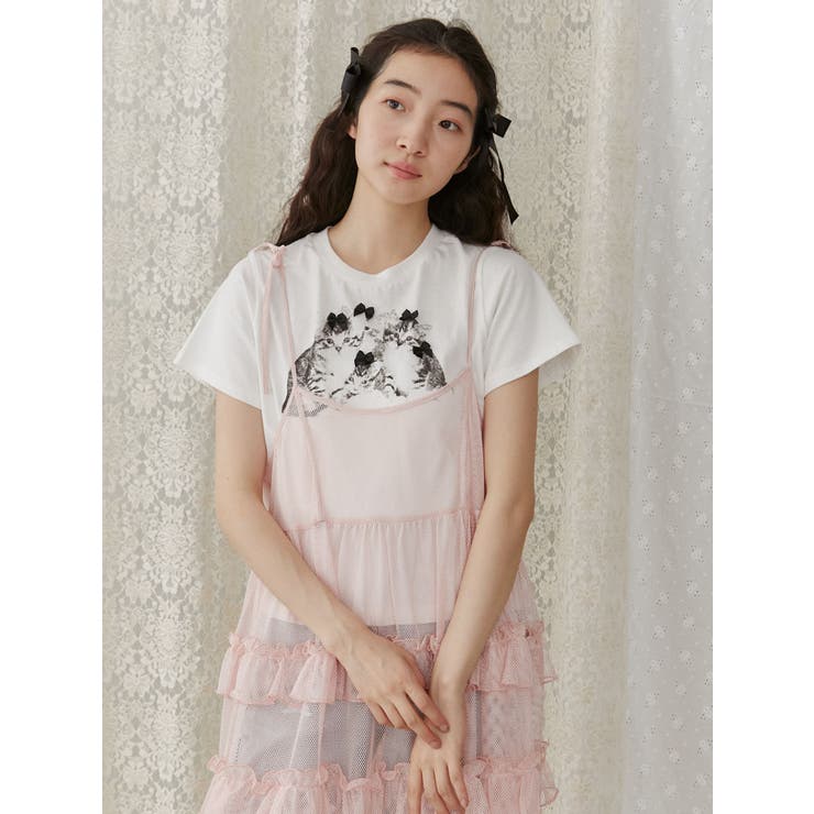 メッシュフリルキャミワンピース[品番：MKSW0057320]｜merry jenny