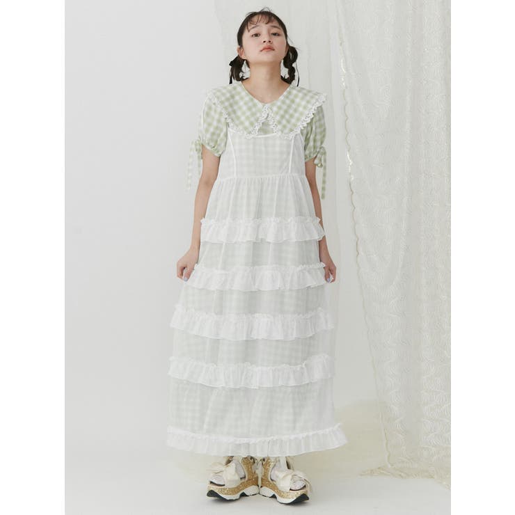メッシュフリルキャミワンピース[品番：MKSW0057320]｜merry jenny