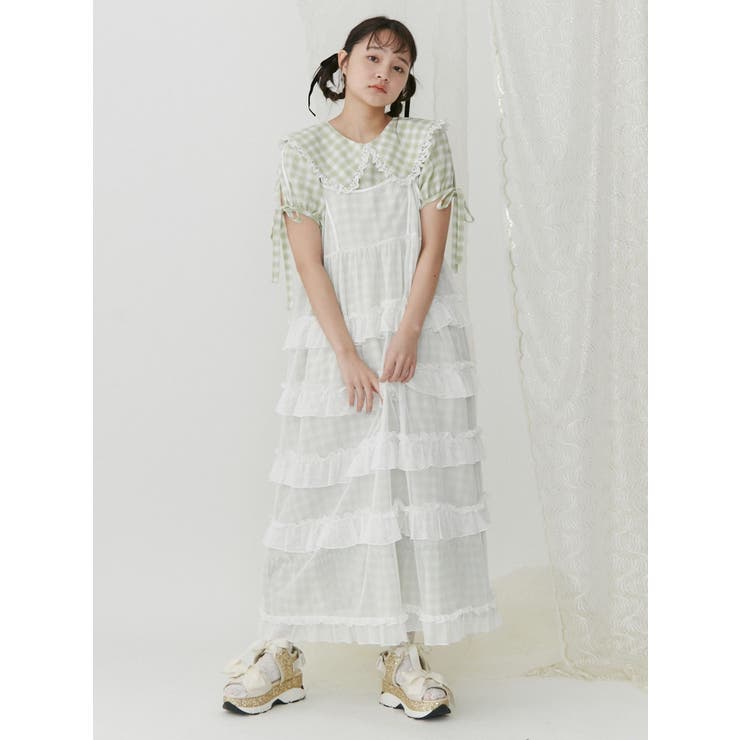 メッシュフリルキャミワンピース[品番：MKSW0057320]｜merry jenny