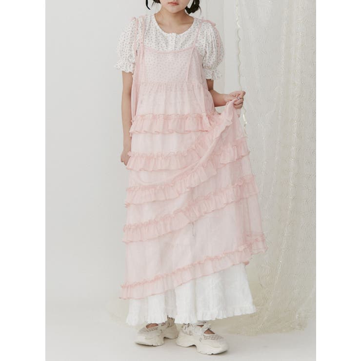 メッシュフリルキャミワンピース[品番：MKSW0057320]｜merry jenny