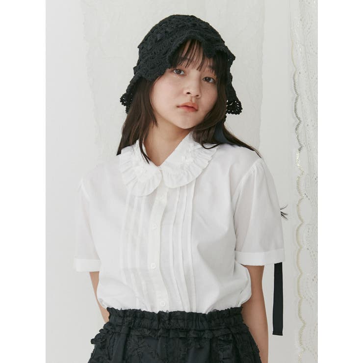 petitリボンカラーブラウス[品番：MKSW0057482]｜merry jenny